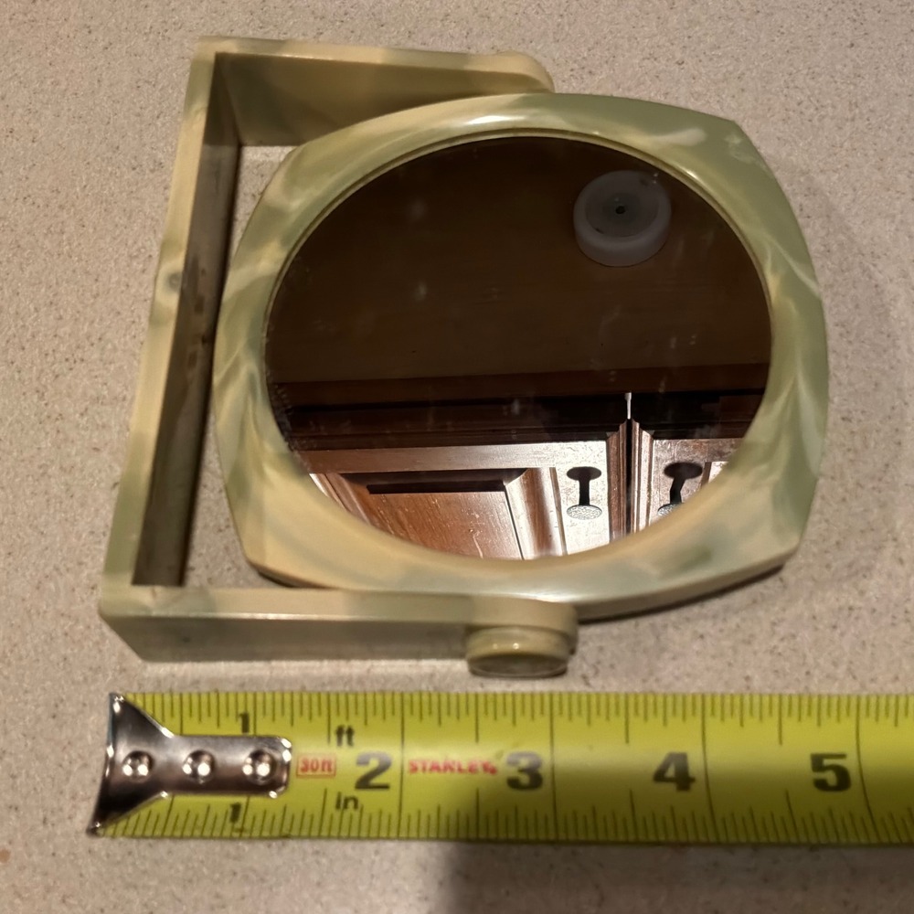 VTG Marbled Green Swivel Vanity Mirror Double Sided Magnifying Tabletop Wall - Picture 5 of 7